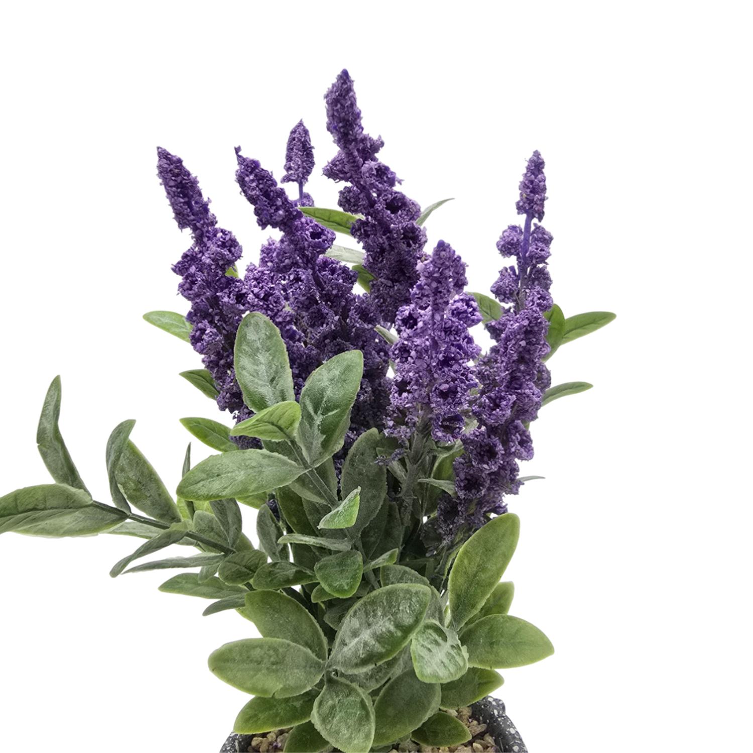 PLANTA ARTIFICIAL LAVANDA MACETERO DE CEMENTO GRIS DISEÑO - 4