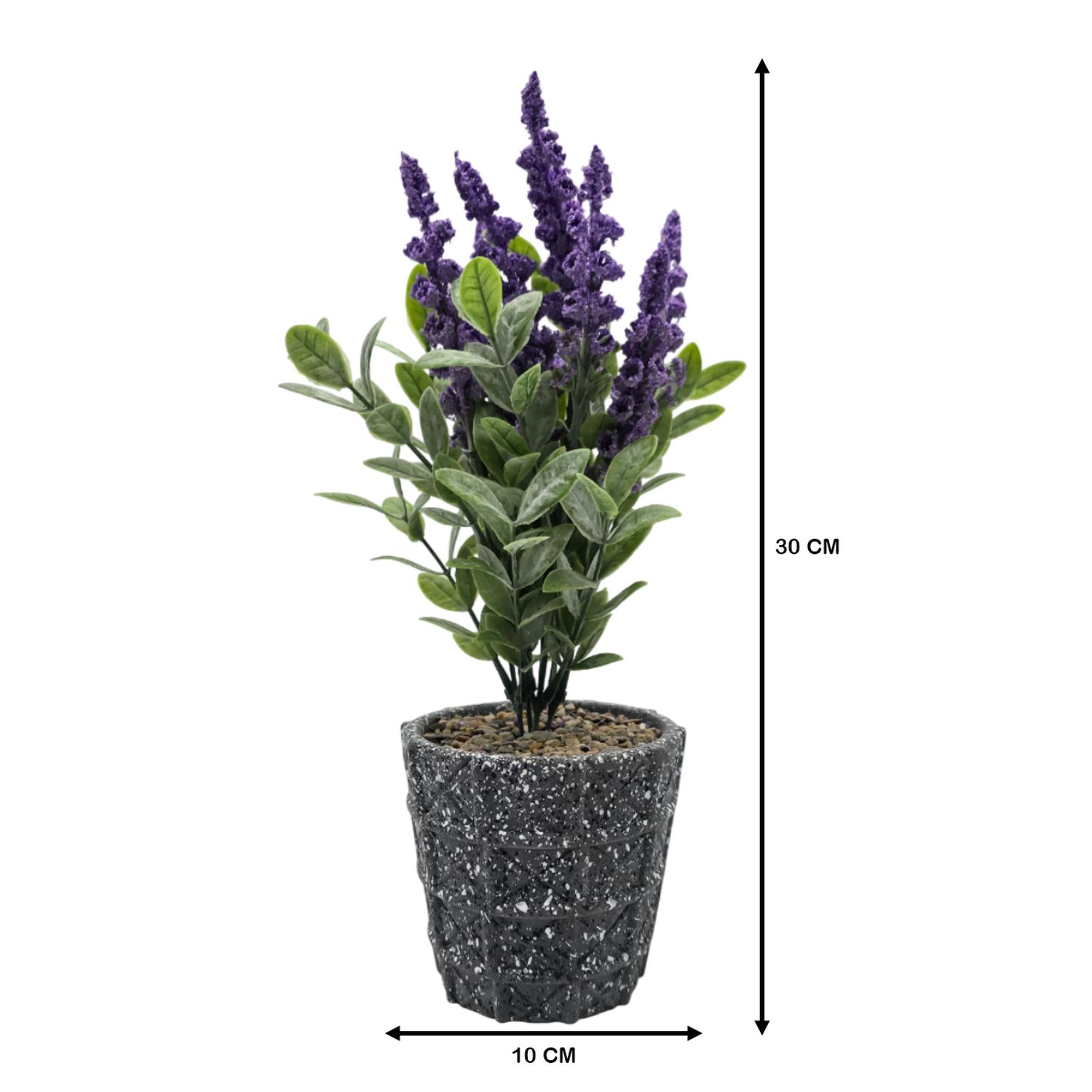 PLANTA ARTIFICIAL LAVANDA MACETERO DE CEMENTO GRIS DISEÑO - 7