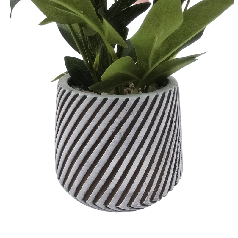 PLANTA ARTIFICIAL MACETERO A RAYAS CON ROSAS DECORATIVAS - 4