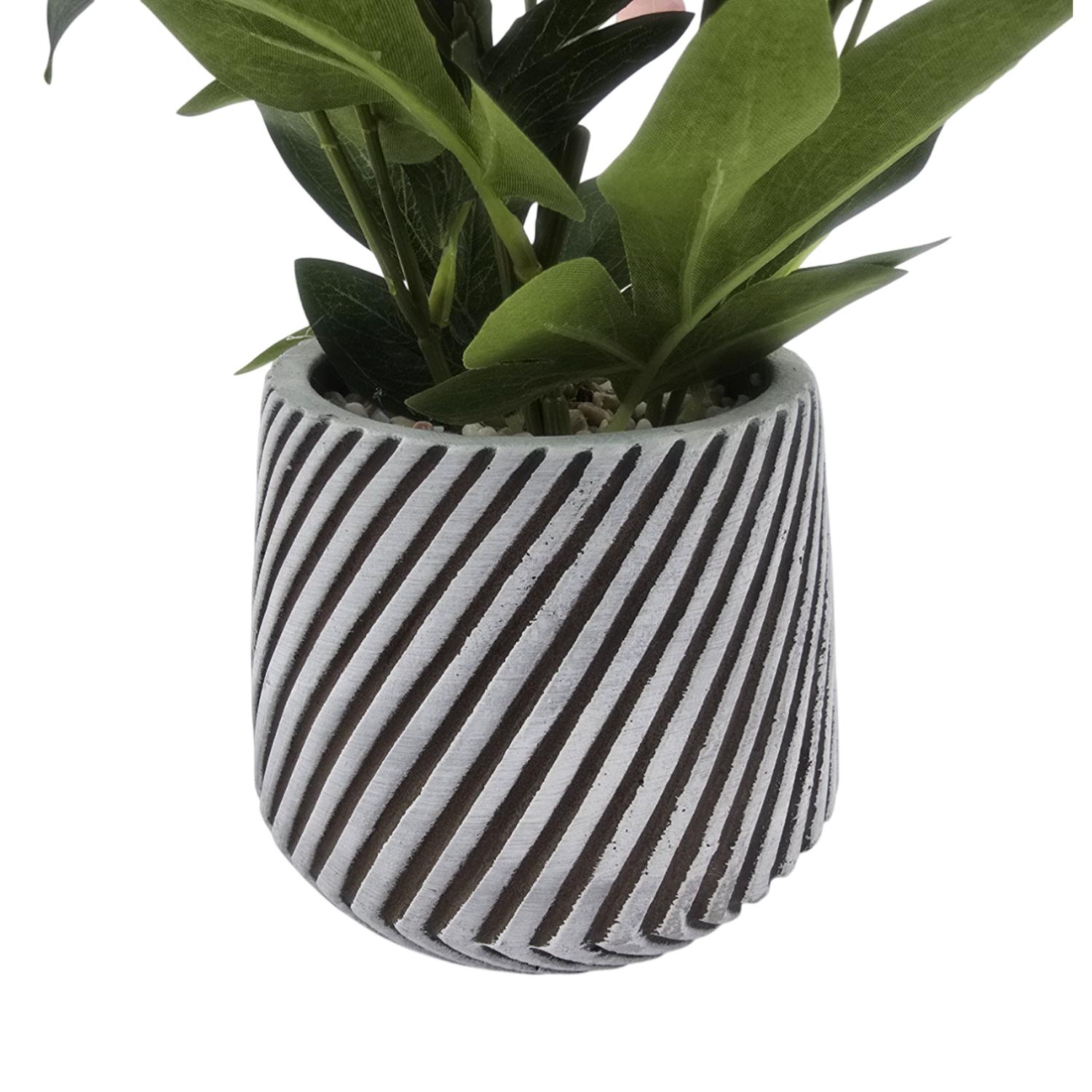 PLANTA ARTIFICIAL MACETERO A RAYAS CON ROSAS DECORATIVAS - 4