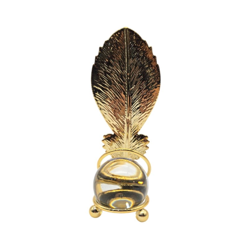 HOJA DORADA CON BOLA DE CRISTAL ADORNO ELEGANTE PARA MESAS TAMAÑO A - 3
