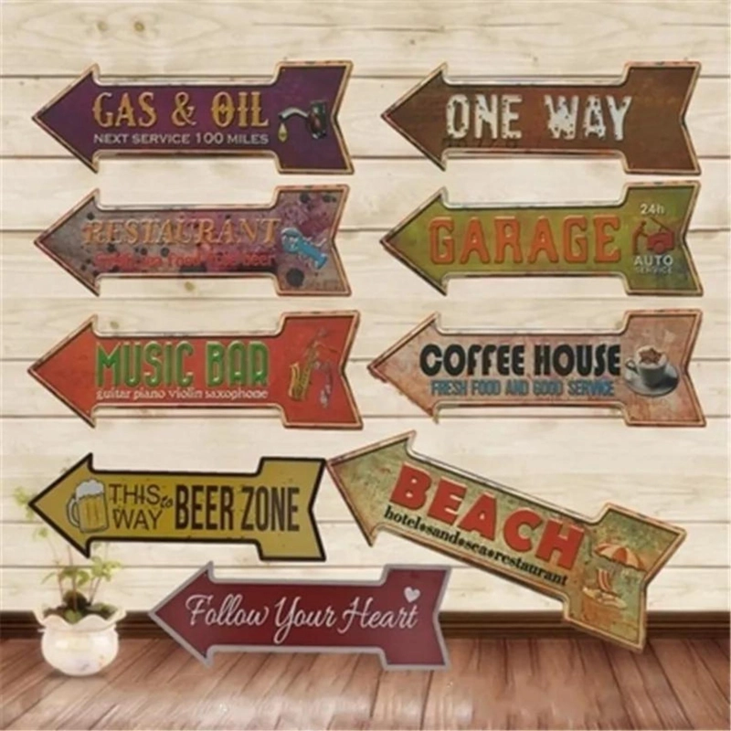 CARTEL LETRERO METALICO VINTAGE FLECHA ADORNO PARA PARED TAMAÑO TAMANO UNICO - 3