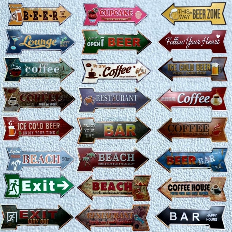CARTEL LETRERO METALICO VINTAGE FLECHA ADORNO PARA PARED TAMAÑO TAMANO UNICO - 4