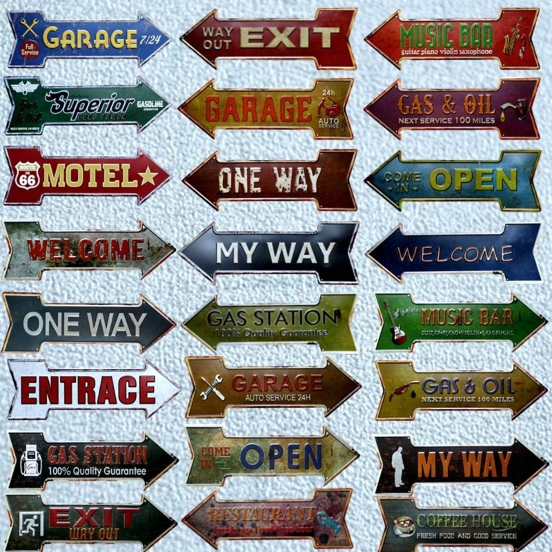 CARTEL LETRERO METALICO VINTAGE FLECHA ADORNO PARA PARED TAMAÑO TAMANO UNICO - 5
