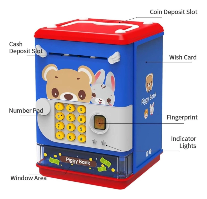 ALCANCIA ELECTRONICA DISEÑOS KAWAII CAJA FUERTE PORTATIL - 6