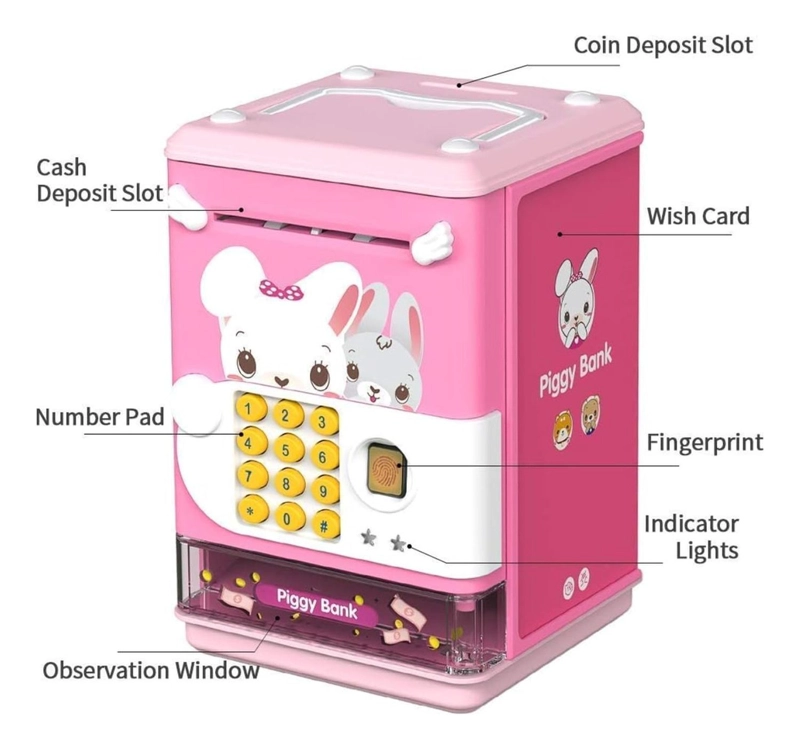 ALCANCIA ELECTRONICA DISEÑOS KAWAII CAJA FUERTE PORTATIL - 6