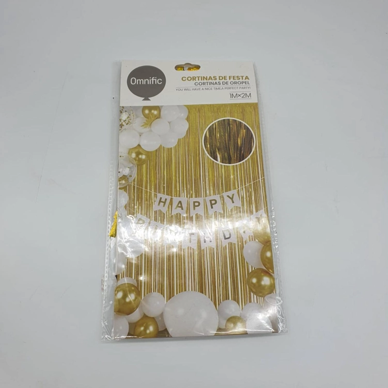 CORTINA METALICA BRILLOS CUMPLEAÑOS COLORES COTILLON TAMAÑO TAMANO UNICO DORADO - 1