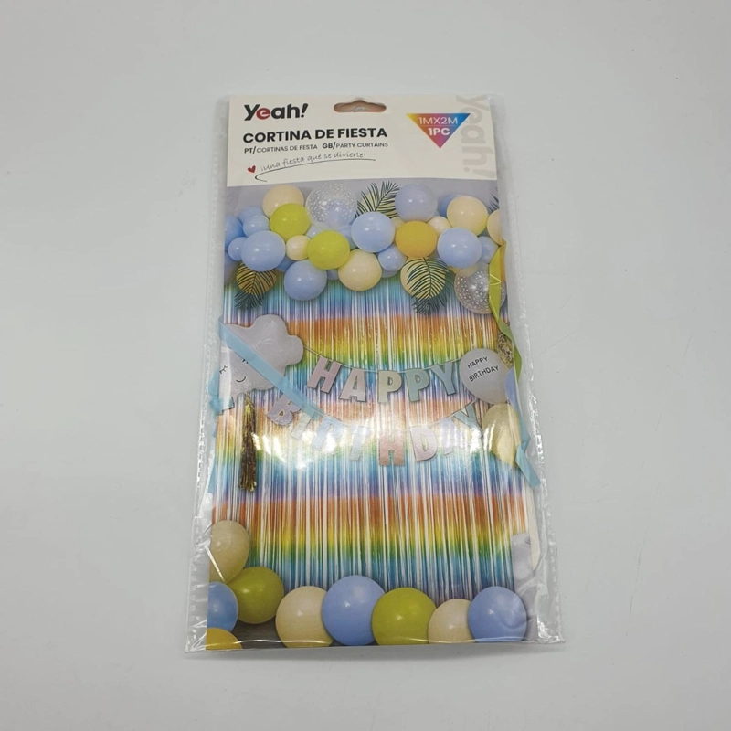 CORTINA METALICA CUMPLEAÑOS VARIOS COLORES COTILLON FIESTA MULTICOLOR HORIZONTAL - 1