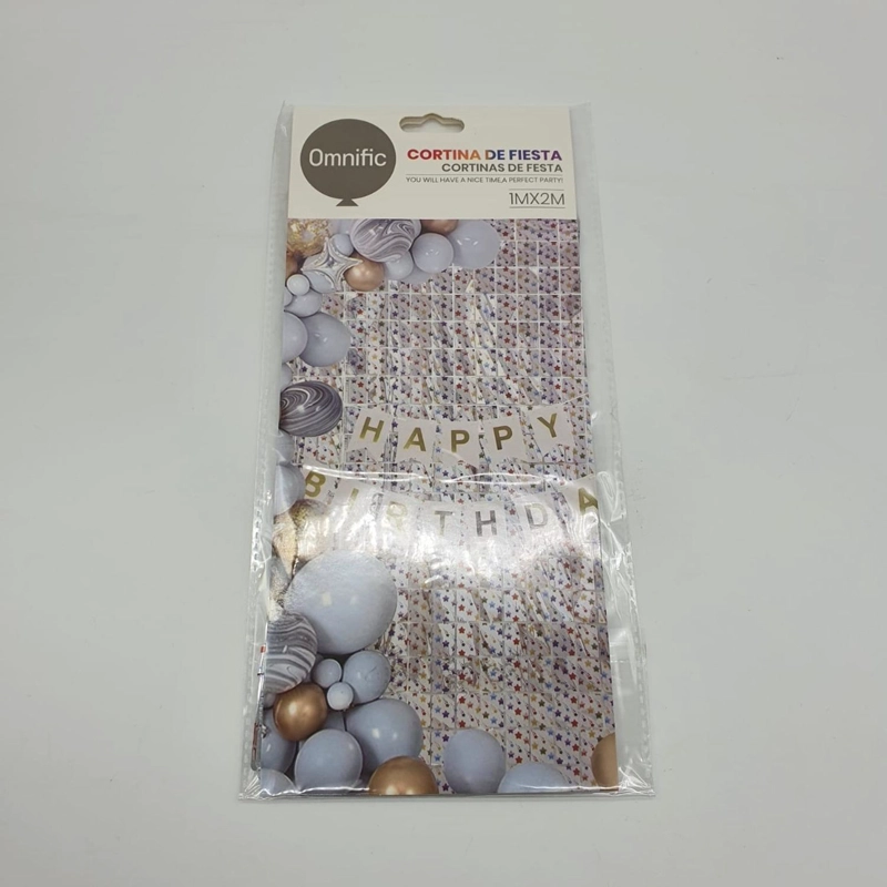 CORTINA METALICA CUADROS CON DISEÑO VARIOS COLORES COTILLON BLANCO - 1