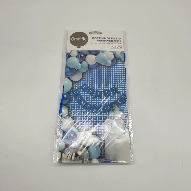 CORTINA METALICA CIRCULOS VARIOS COLORES COTILLON FIESTA CELESTE - 1