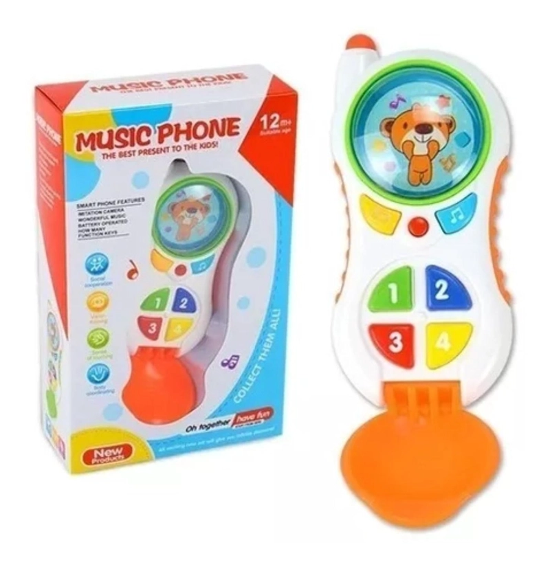 TELE FONO CELULAR BEBE JUGUETE FONO LUZ SONIDOS Y BOTONES - 1