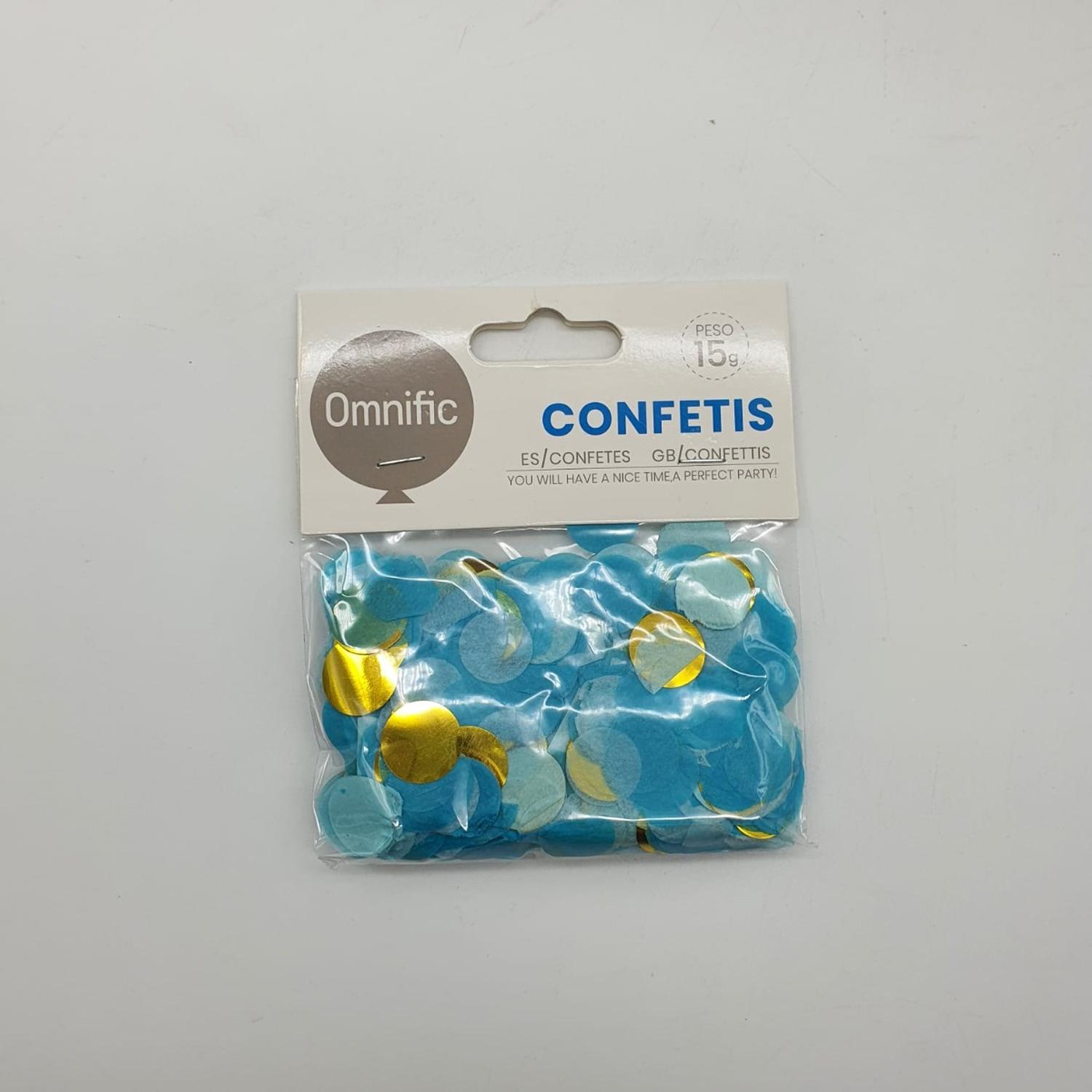 CONFETIS DISEÑO COLORES VARIADOS 30 GRAMOS CUMPLEAÑOS CELESTE - 1
