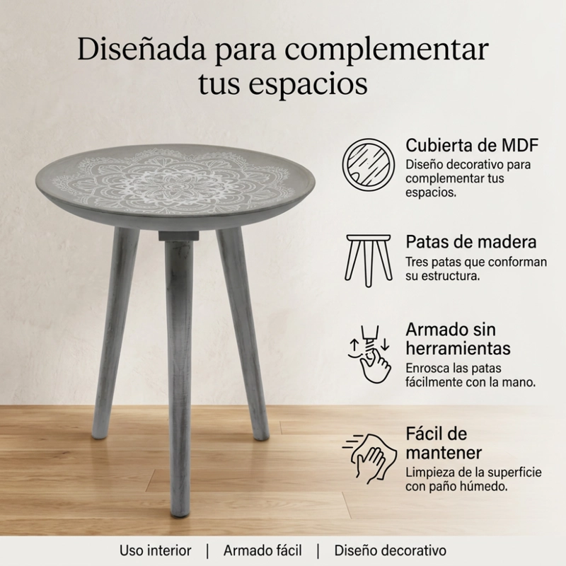 MESA DE CENTRO REDONDA LATERAL LIVING MESA DISEÑO MANDALA - 3