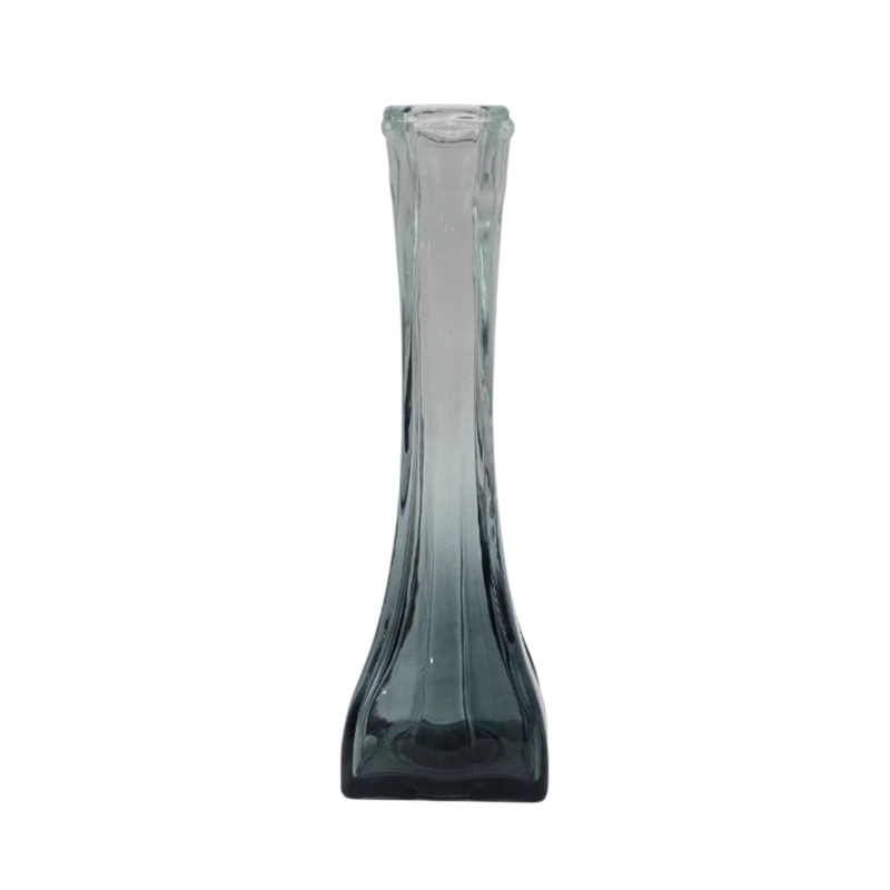 FLORERO DECORATIVO DE VIDRIO TRANSPARENTE BASE OSCURA SIMPLE - 1