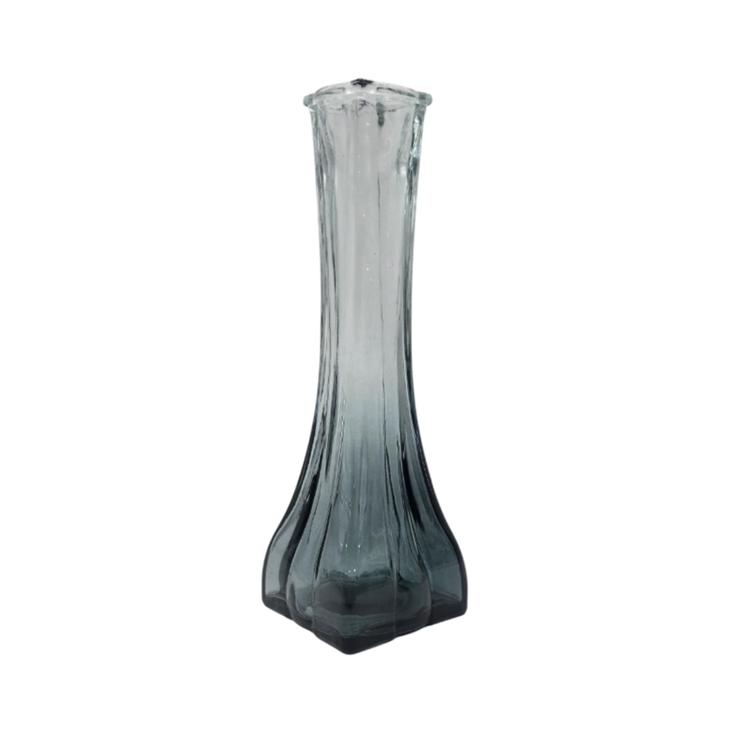 FLORERO DECORATIVO DE VIDRIO TRANSPARENTE BASE OSCURA SIMPLE - 2