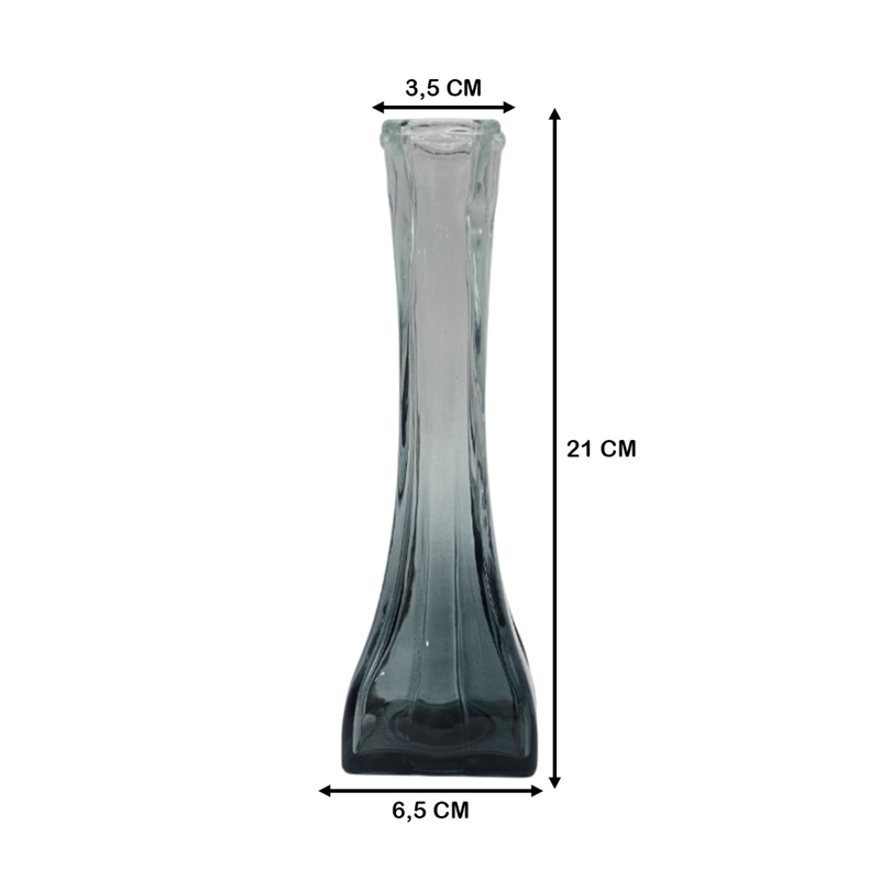 FLORERO DECORATIVO DE VIDRIO TRANSPARENTE BASE OSCURA SIMPLE - 4