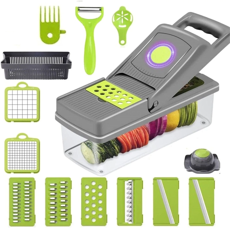 SET PICADOR CORTADOR DE VERDURAS Y FRUTAS 14 EN 1 RALLADOR - 2