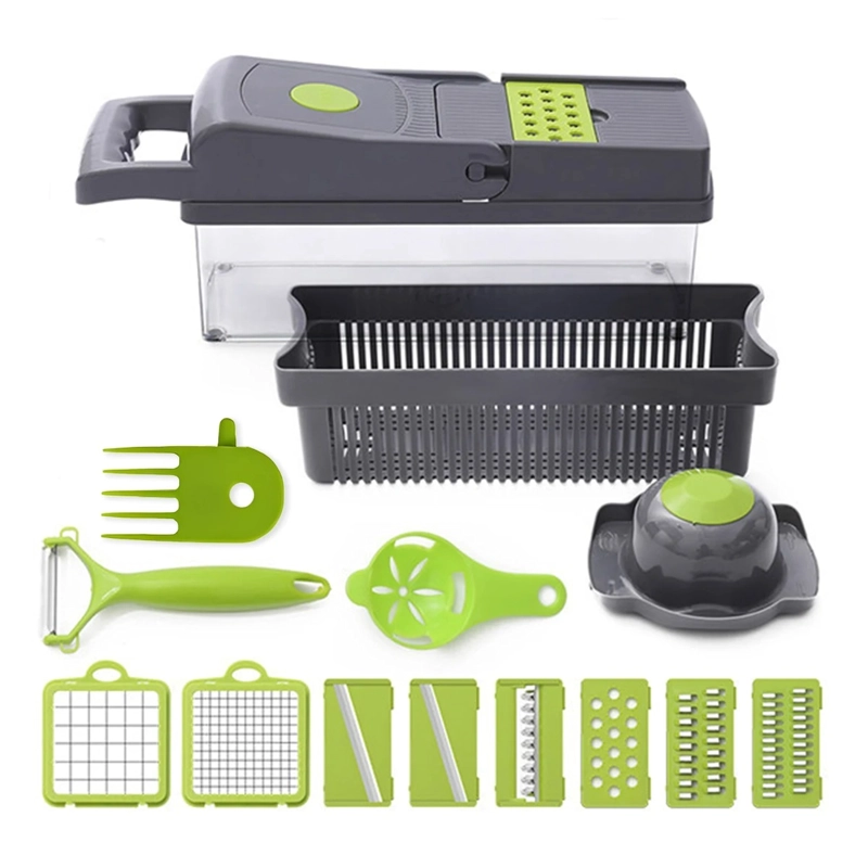 SET PICADOR CORTADOR DE VERDURAS Y FRUTAS 14 EN 1 RALLADOR - 3