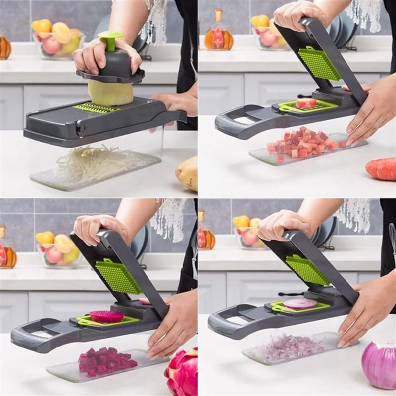 SET PICADOR CORTADOR DE VERDURAS Y FRUTAS 14 EN 1 RALLADOR - 9