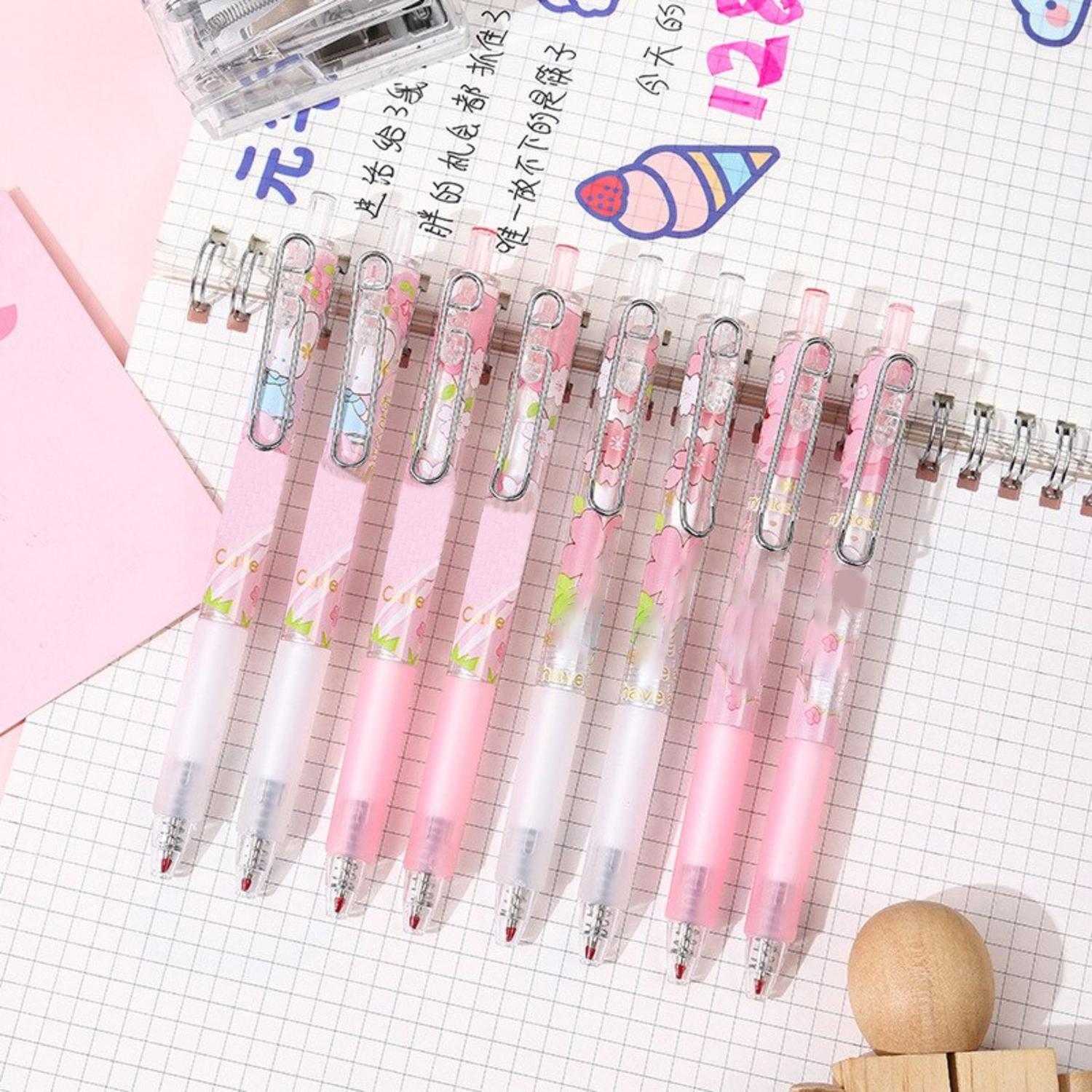 SET 12 BOLIGRAFOS TINTA GEL NEGRO SAKURA RABIT CUTE KAWAII - 2