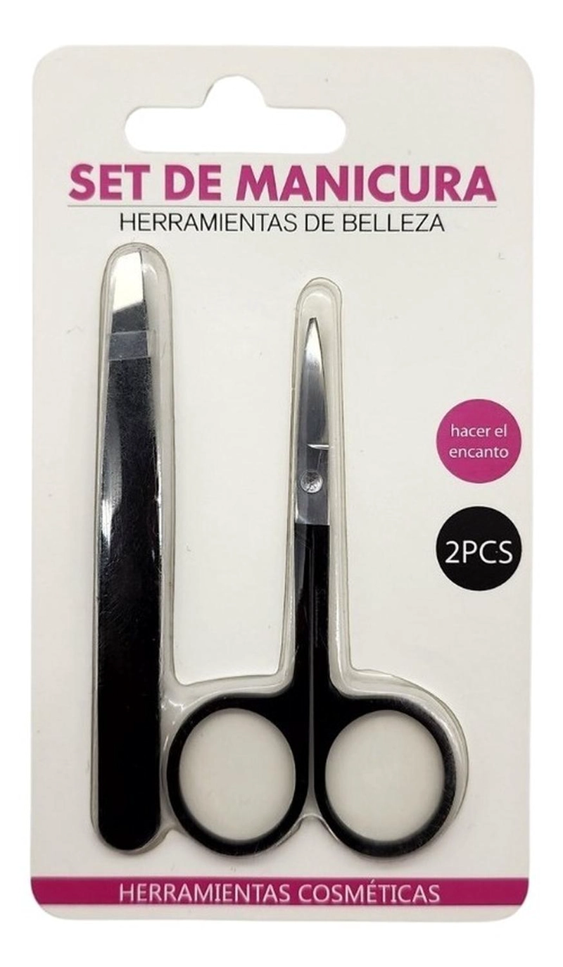 SET MANICURA TIJERA PARA CUTICULA Y PINZA DEPILACION NEGRO - 2