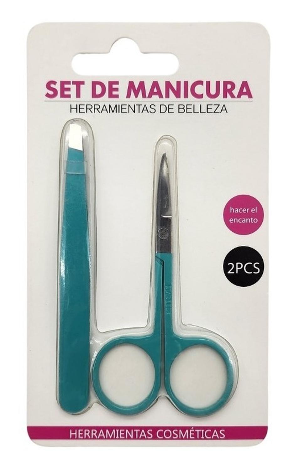 SET MANICURA TIJERA PARA CUTÍCULA Y PINZA DEPILACIÓN VERDE - 3