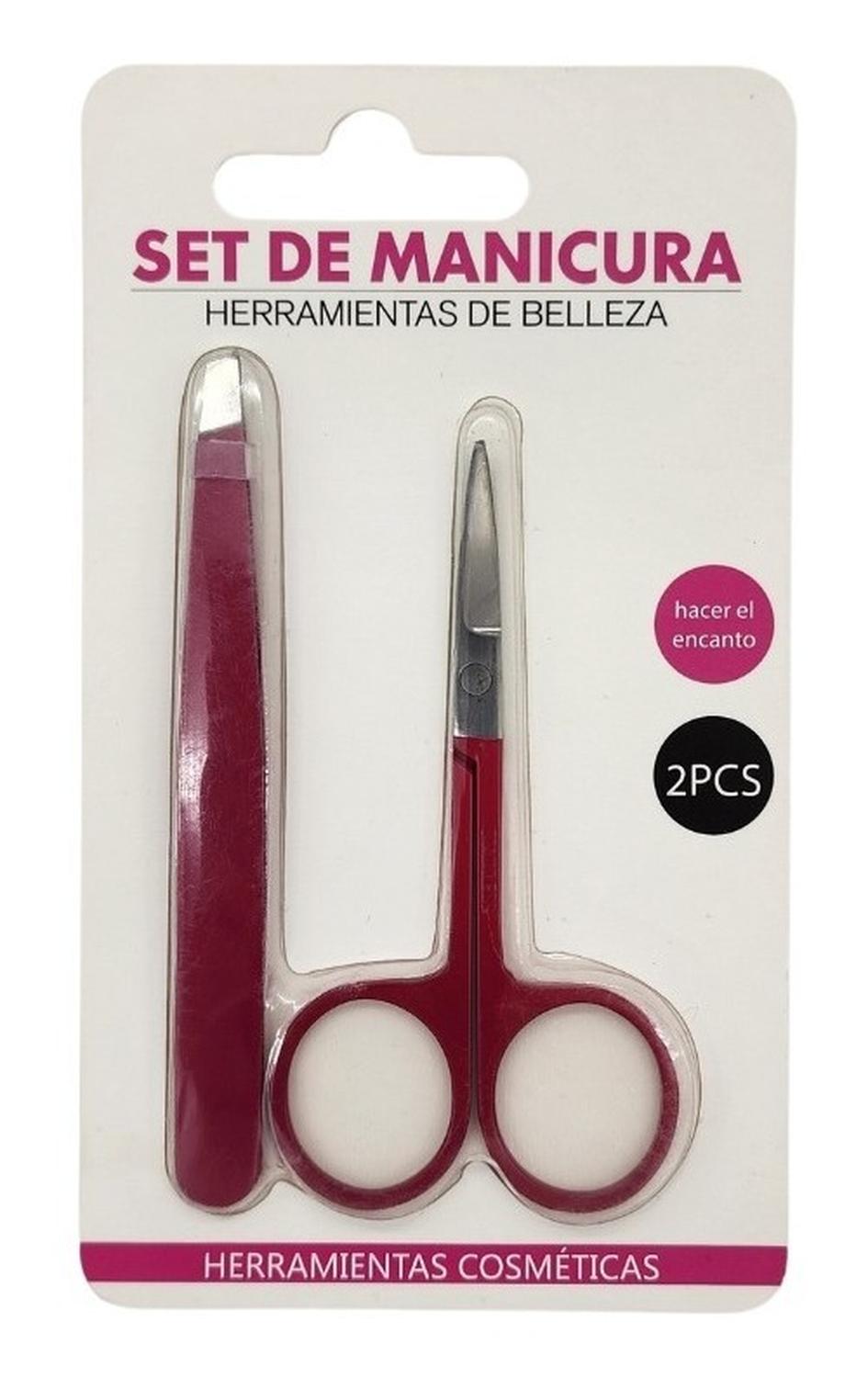 SET MANICURA TIJERA PARA CUTÍCULA Y PINZA DEPILACIÓN BURDEO - 2