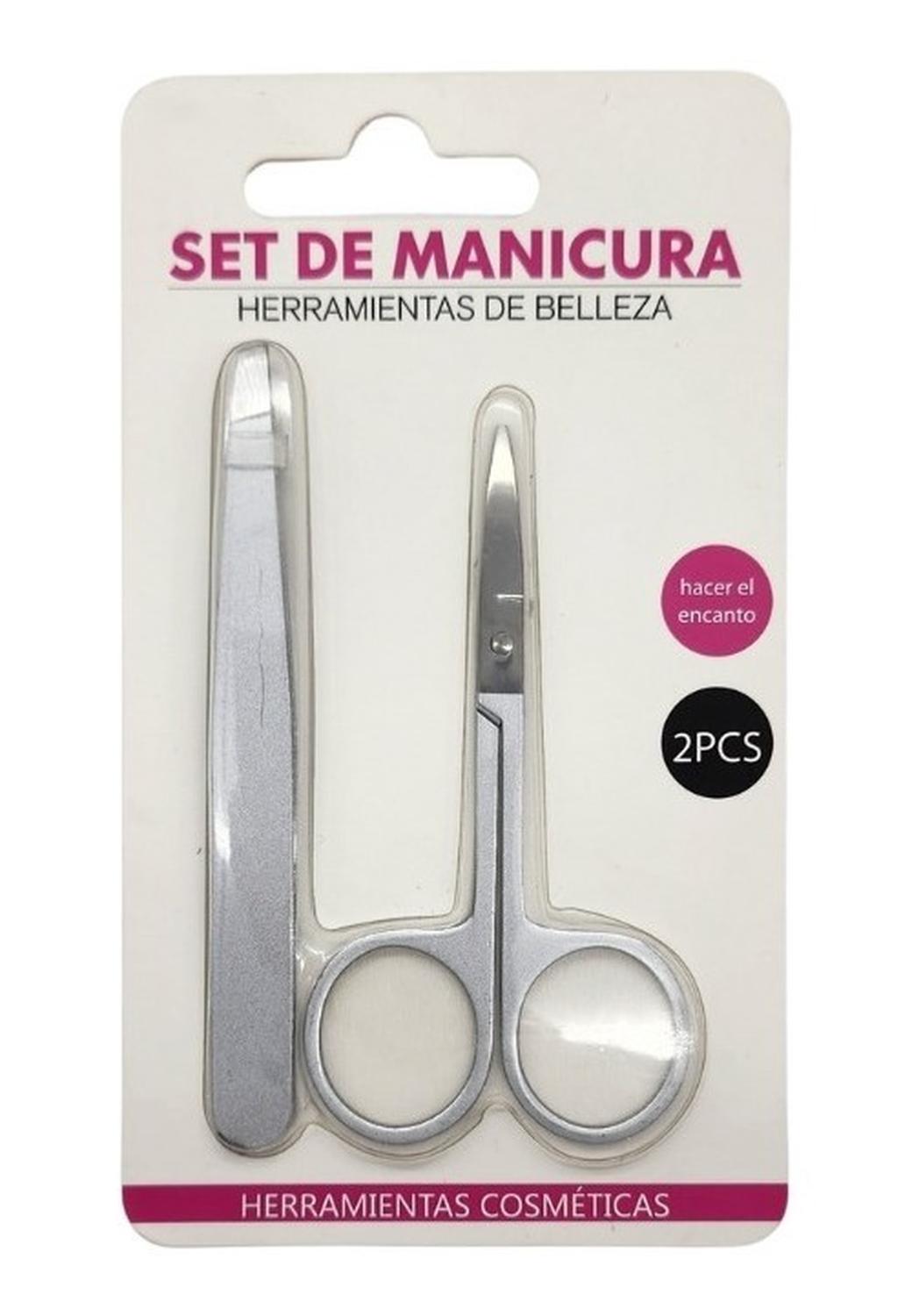 SET MANICURA TIJERA PARA CUTÍCULA Y PINZA DEPILACIÓN PLATA - 3