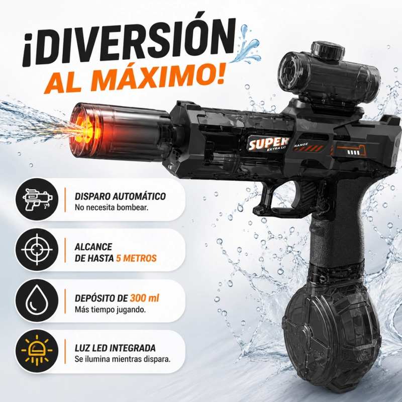 PISTOLA DE AGUA ELECTRICA AUTOMATICA ALTA POTENCIA LUZ LED - 4