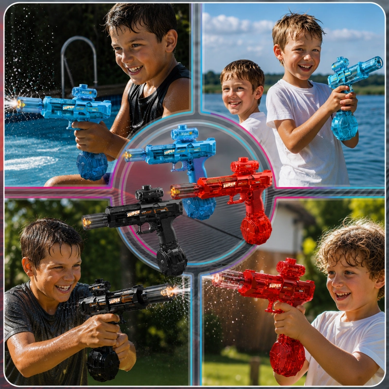 PISTOLA DE AGUA ELECTRICA AUTOMATICA ALTA POTENCIA LUZ LED - 7