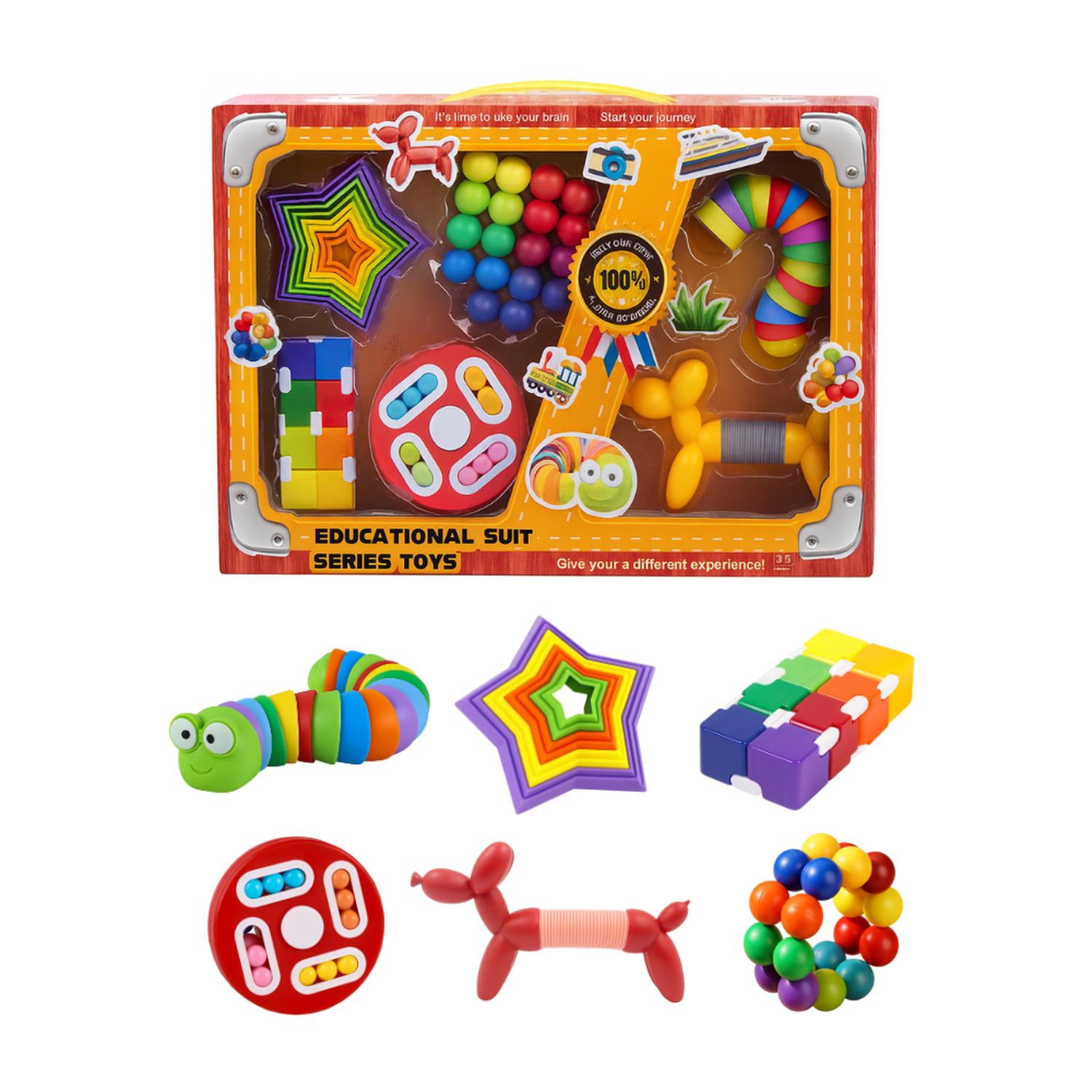 SET DE 6 JUGUETES SENSORIALES EDUCATIVOS ANTIESTRE S NIÑOS - 1