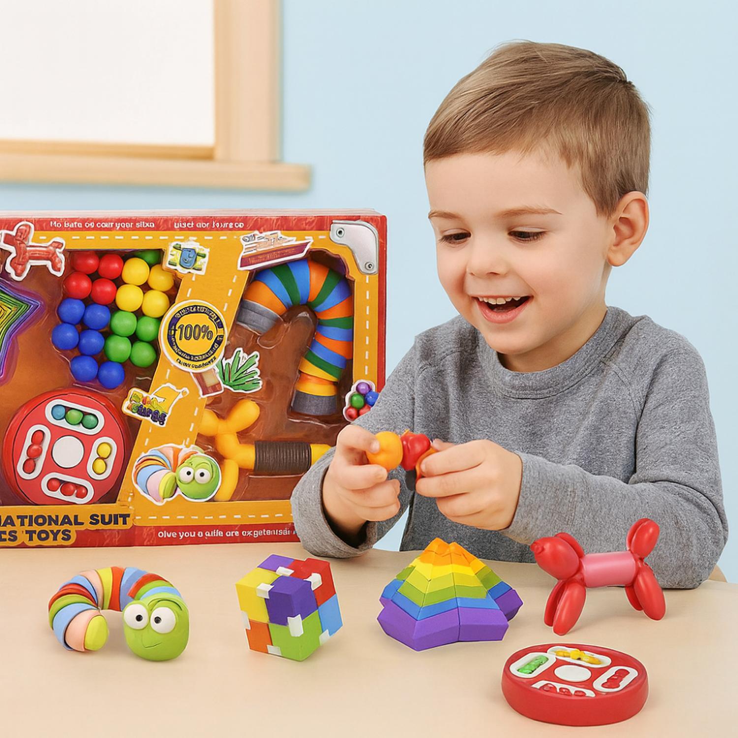 SET DE 6 JUGUETES SENSORIALES EDUCATIVOS ANTIESTRE S NIÑOS - 3