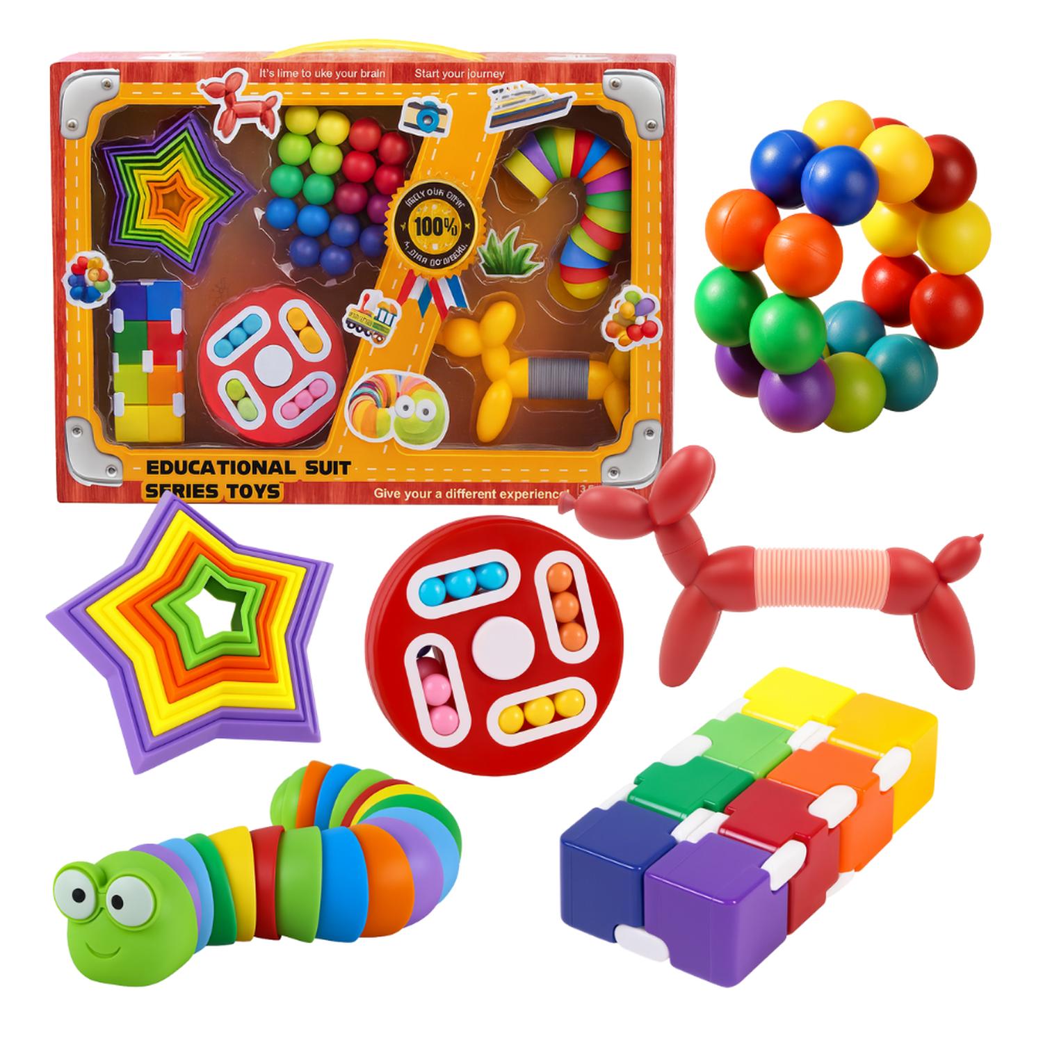 SET DE 6 JUGUETES SENSORIALES EDUCATIVOS ANTIESTRE S NIÑOS - 6