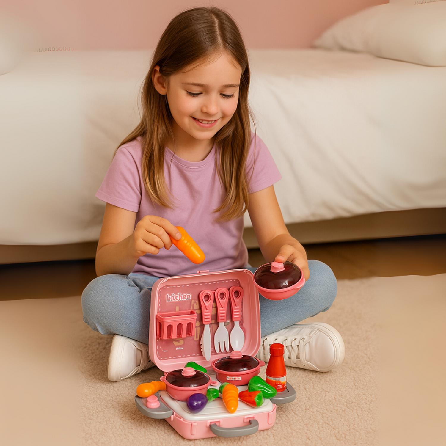 SET MALETA MALETIN DE COCINA 3 EN 1 INFANTIL NIÑOS JUGUETE - 3
