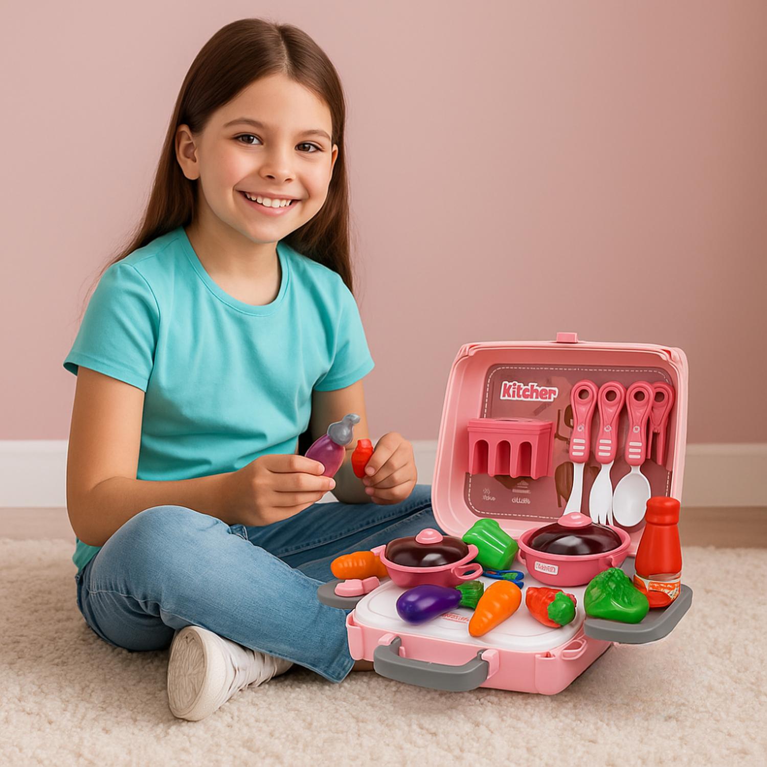 SET MALETA MALETIN DE COCINA 3 EN 1 INFANTIL NIÑOS JUGUETE - 5