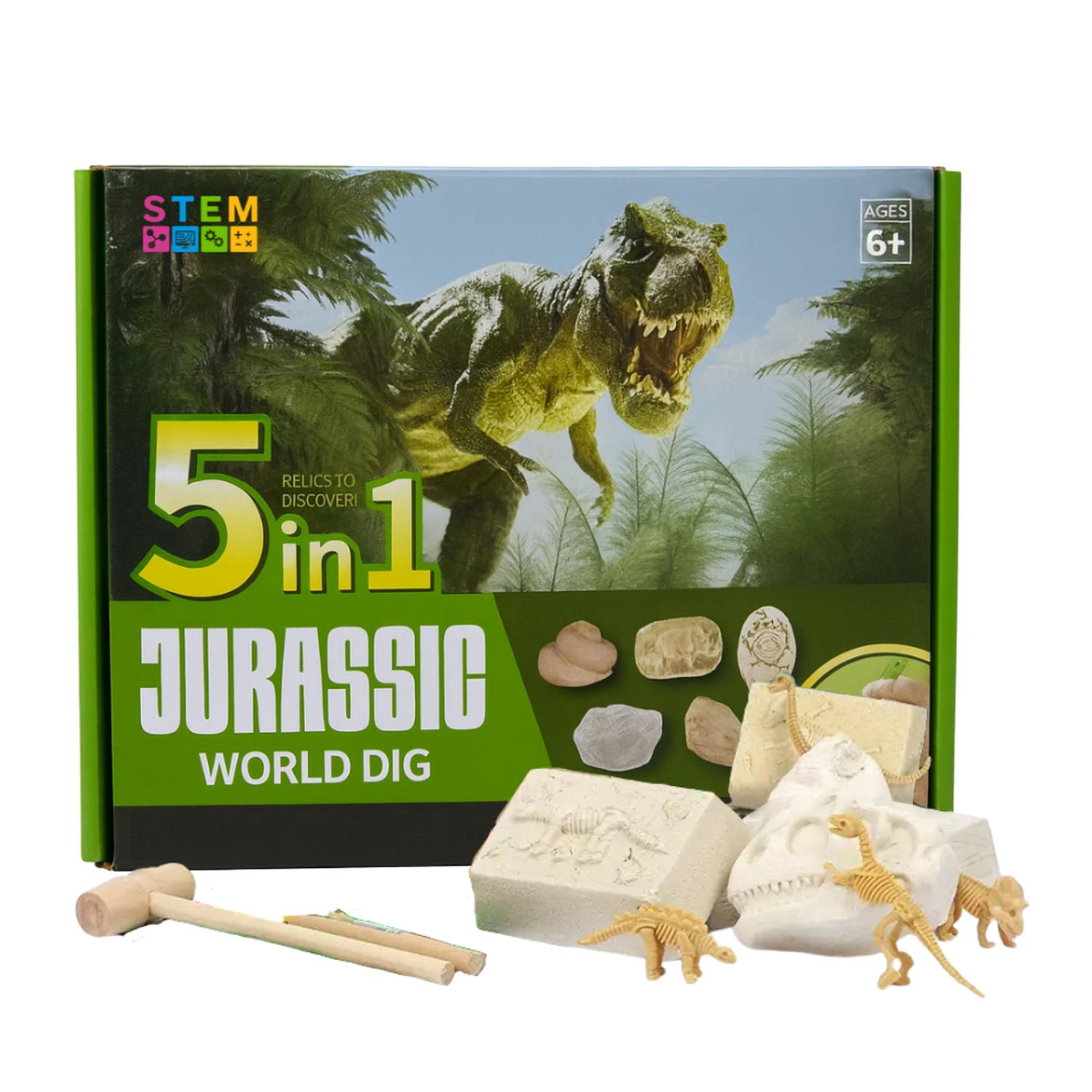 KIT DE EXCAVACION JURASSIC 5 EN 1 JUGUETE EDUCATIVO INFANTIL - 1