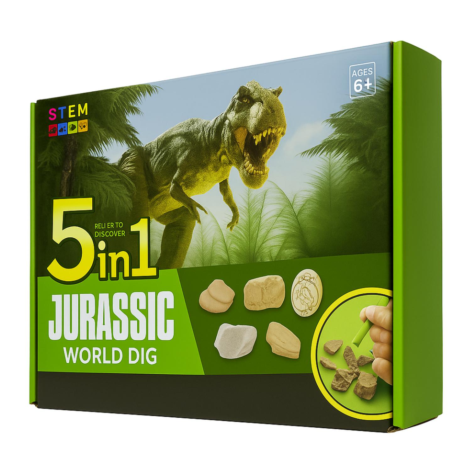 KIT DE EXCAVACION JURASSIC 5 EN 1 JUGUETE EDUCATIVO INFANTIL - 2