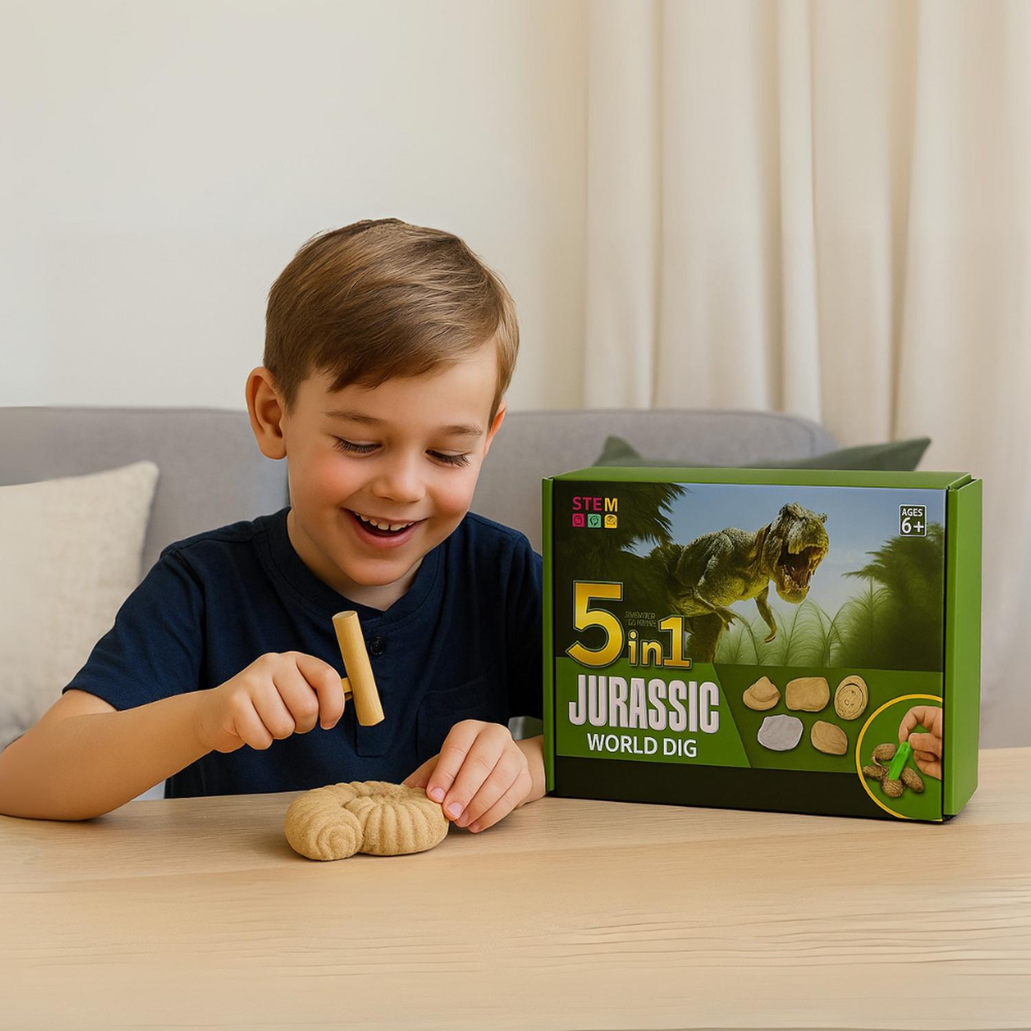 KIT DE EXCAVACION JURASSIC 5 EN 1 JUGUETE EDUCATIVO INFANTIL - 3