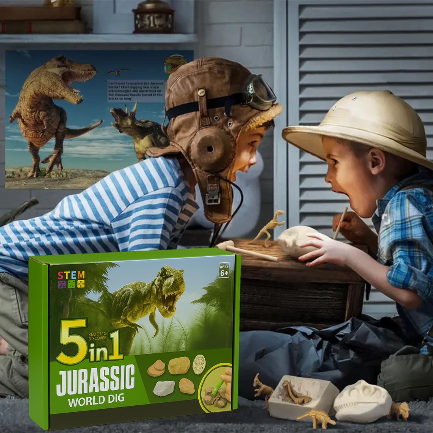 KIT DE EXCAVACION JURASSIC 5 EN 1 JUGUETE EDUCATIVO INFANTIL - 5