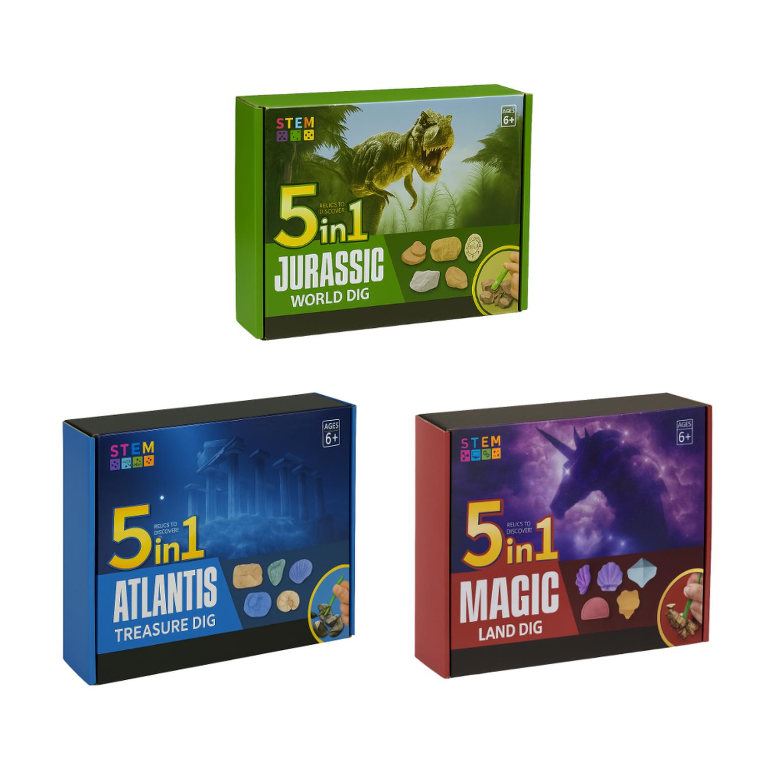 KIT DE EXCAVACION JURASSIC 5 EN 1 JUGUETE EDUCATIVO INFANTIL - 7