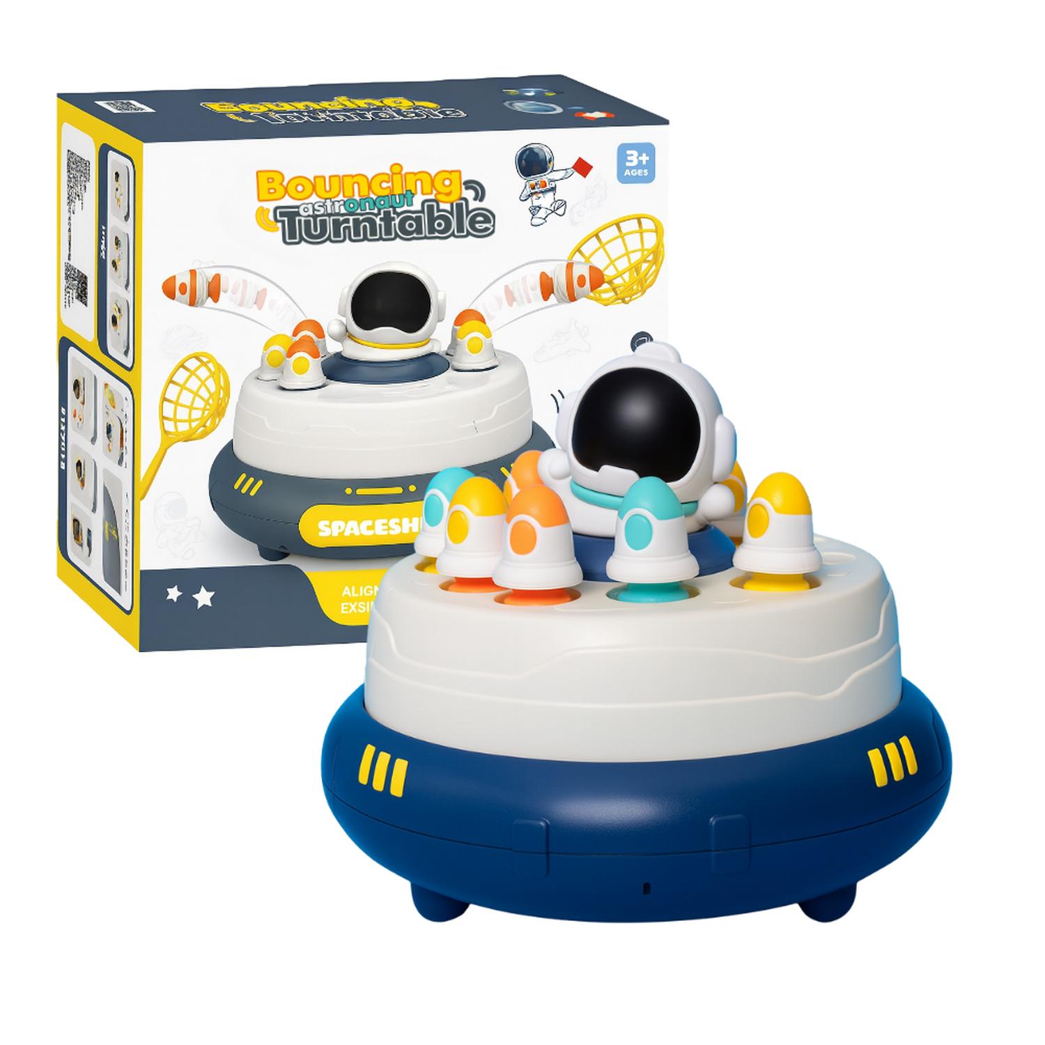 JUEGO DE MESA CAPTURA ASTRONAUTA SALTADOR INFANTIL GIRATORIO AZUL - 1