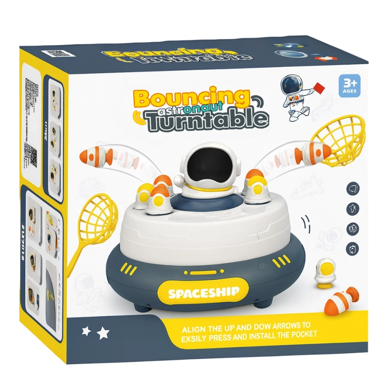 JUEGO DE MESA CAPTURA ASTRONAUTA SALTADOR INFANTIL GIRATORIO AZUL - 5