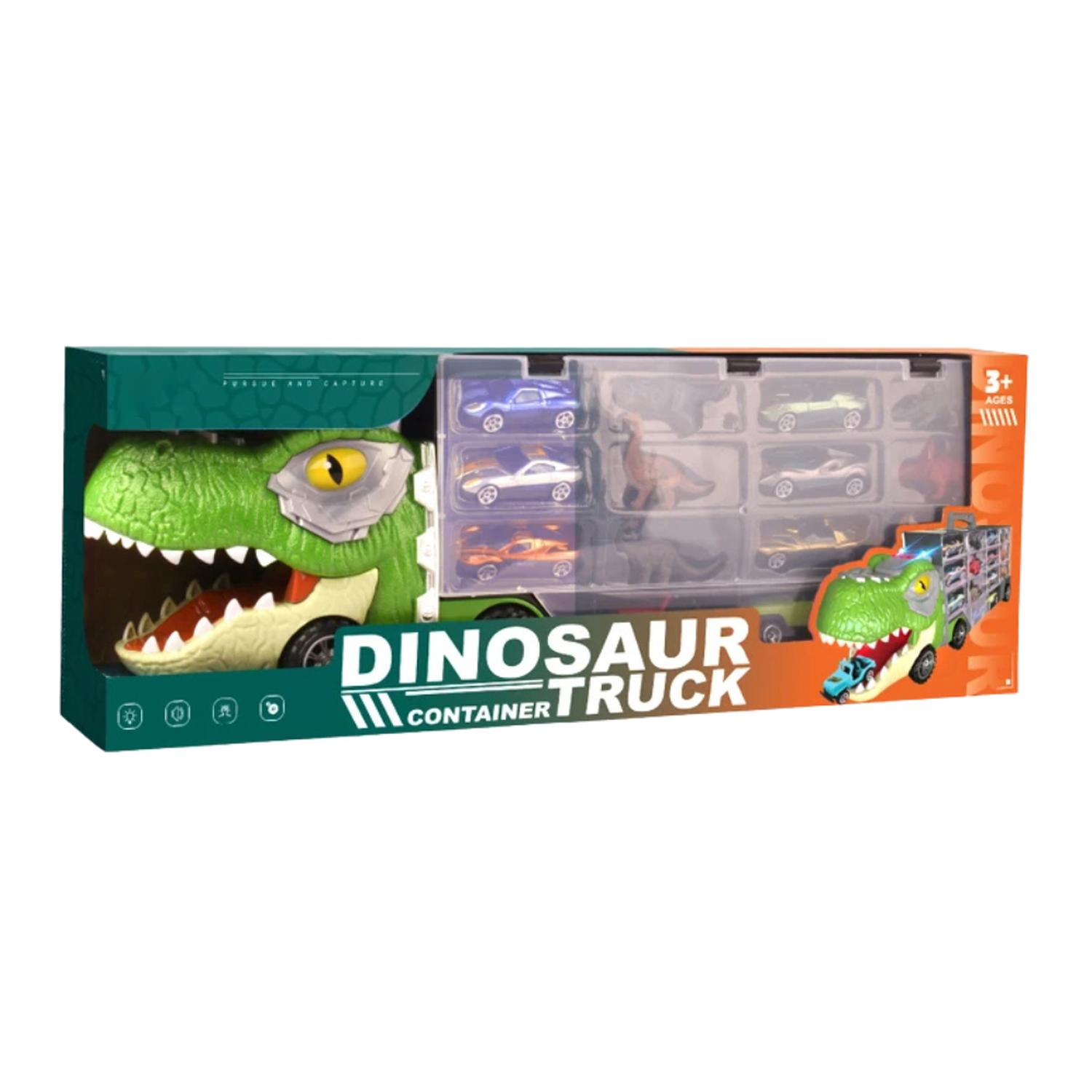 CAMION TRANSPORTADOR PORTA AUTITOS Y DINOSAURIOS JUGUETE - 3