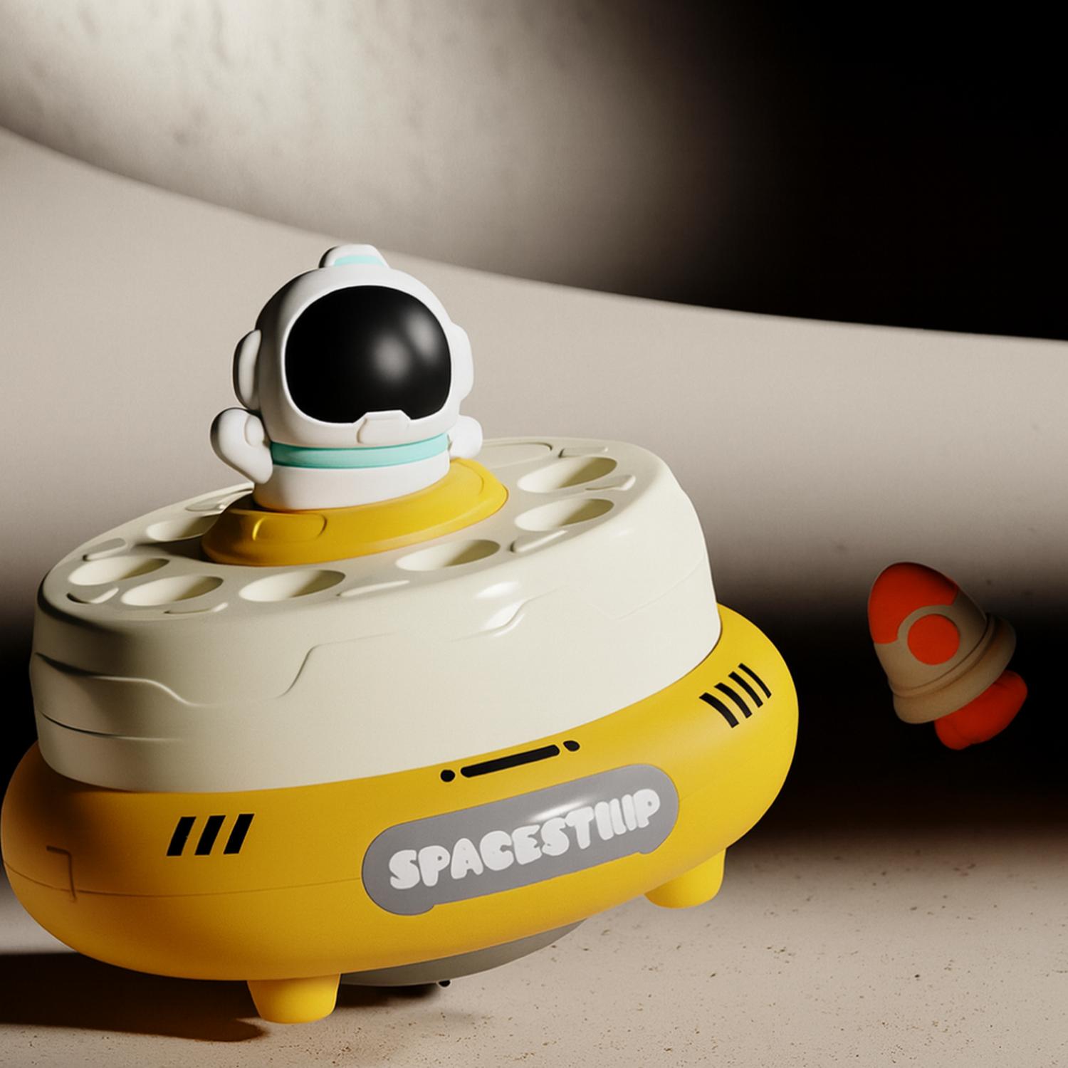 JUEGO DE MESA CAPTURA ASTRONAUTA SALTADOR INFANTIL GIRATORIO AMARILLO - 6