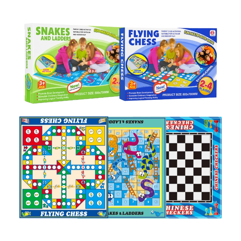 JUEGO LUDO SERPIENTES Y ESCALERAS AJEDREZ 3 EN 1 ALFOMBRA - 1