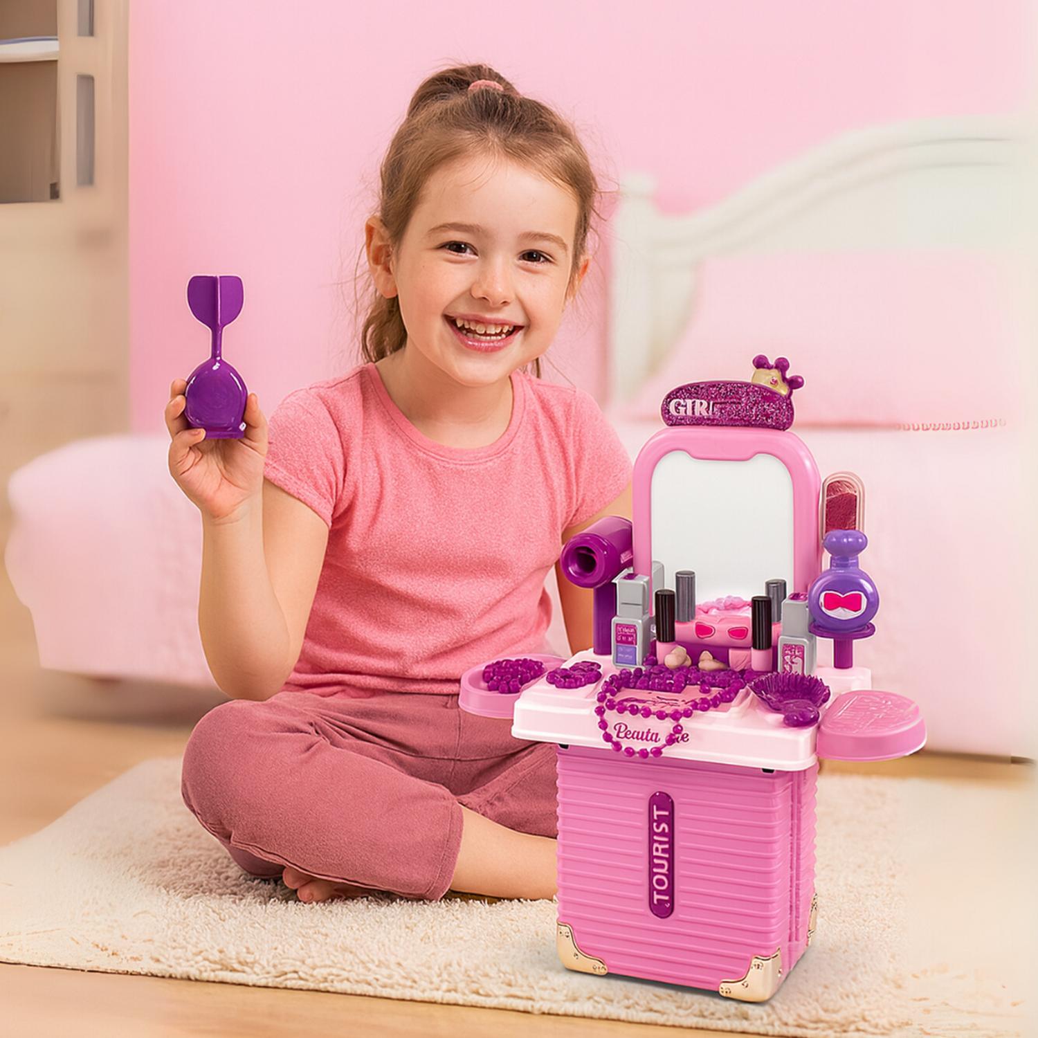 SET MALETA TOCADOR DE BELLEZA INFANTIL CON MAQUILLAJE JUGUETE - 4