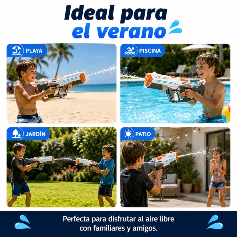 PISTOLA DE AGUA ELECTRICA AUTOMATICA ALTA PRESION RECARGABLE - 6