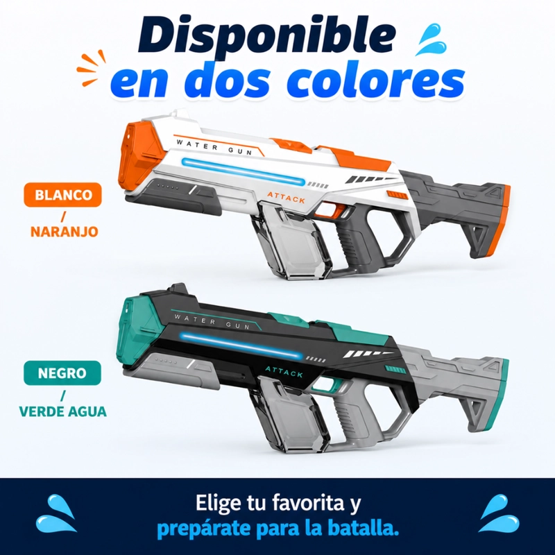 PISTOLA DE AGUA ELECTRICA AUTOMATICA ALTA PRESION RECARGABLE - 7