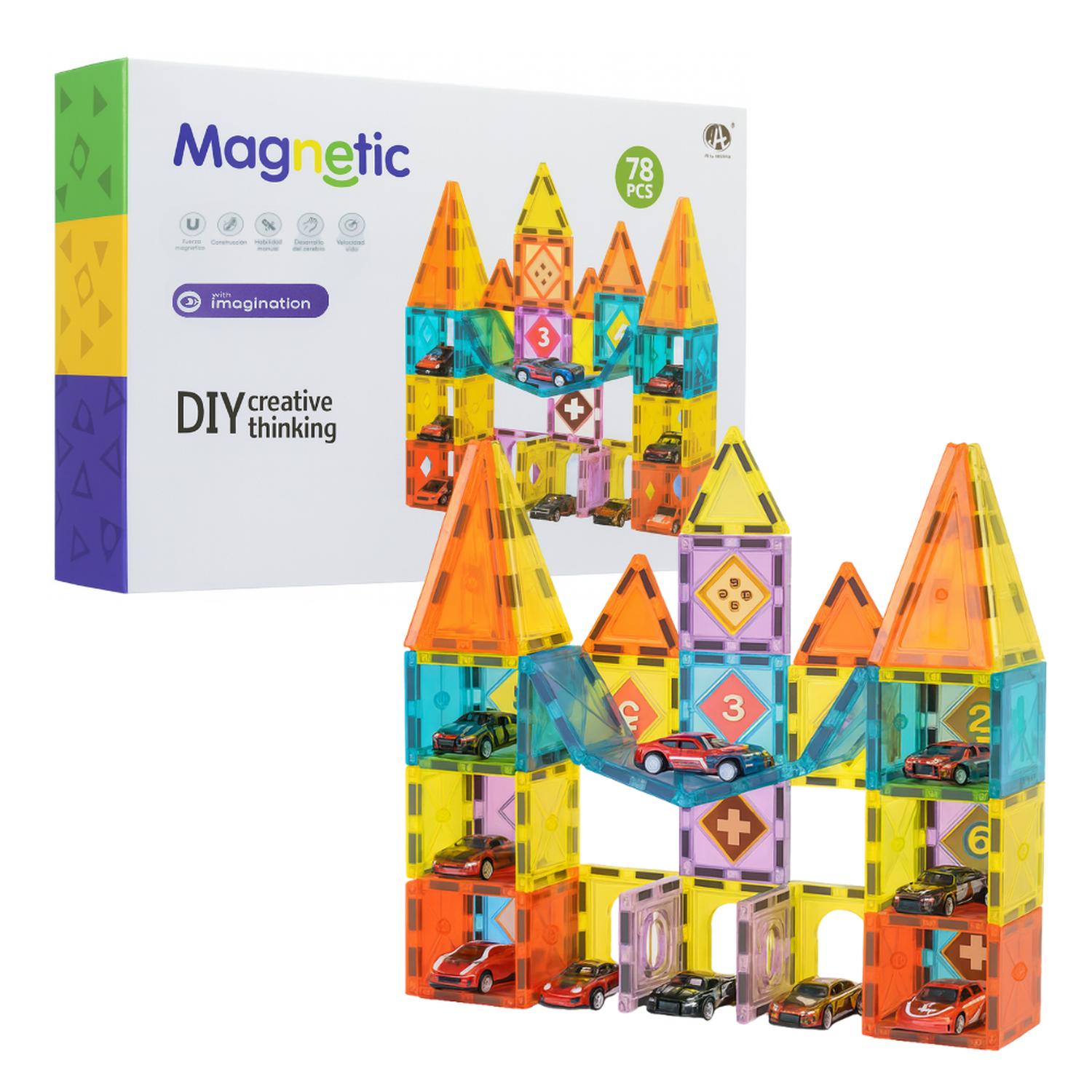 JUEGO BLOQUES MAGNETICOS CONSTRUCCION 78 PIEZAS EDUCATIVO - 1