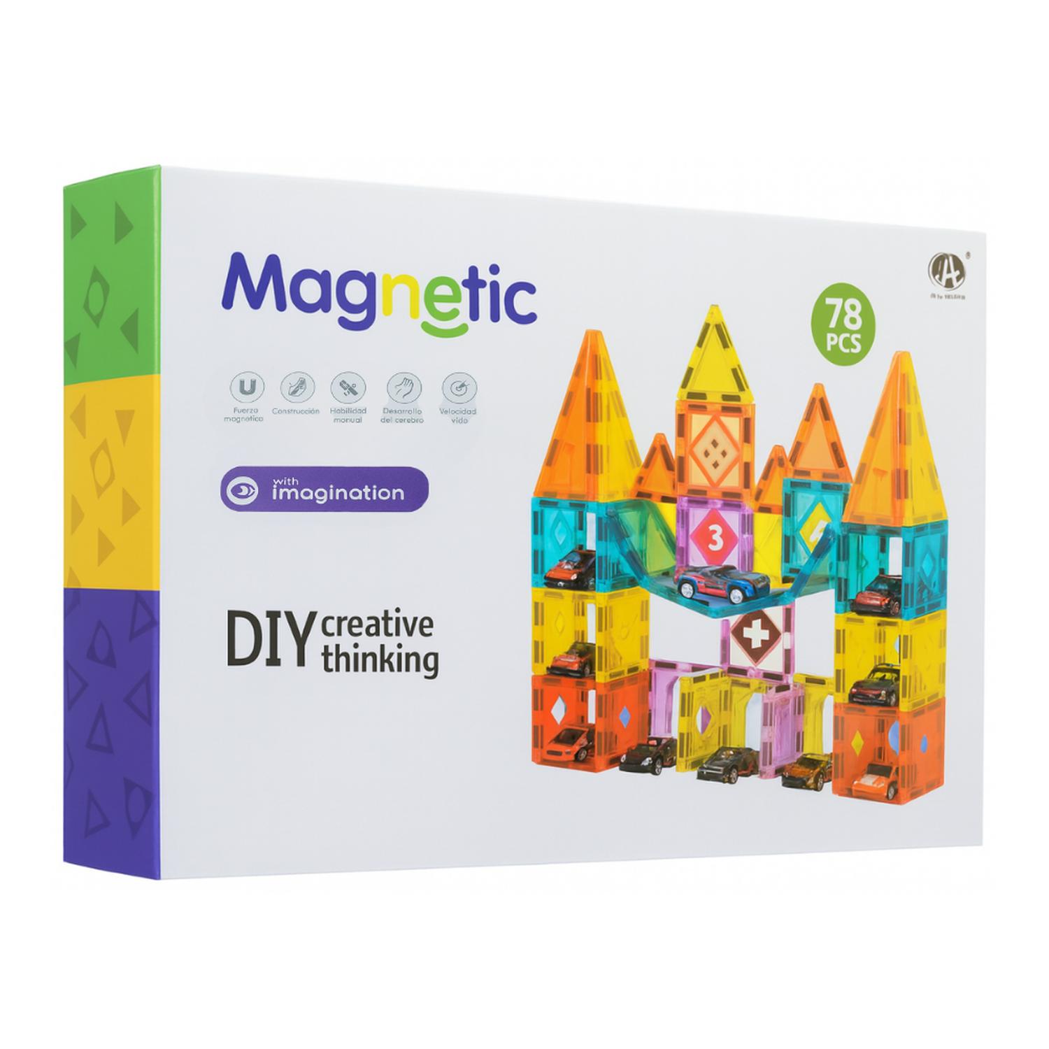 JUEGO BLOQUES MAGNETICOS CONSTRUCCION 78 PIEZAS EDUCATIVO - 6